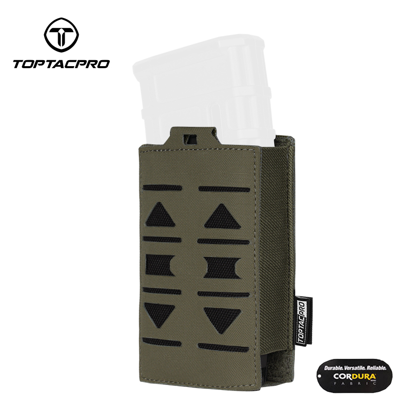 TOPTACPRO Tactical Mag Pouch 5.56mm MOLLE Single Mag Carrier Laser Cut Design Airsoft 8514