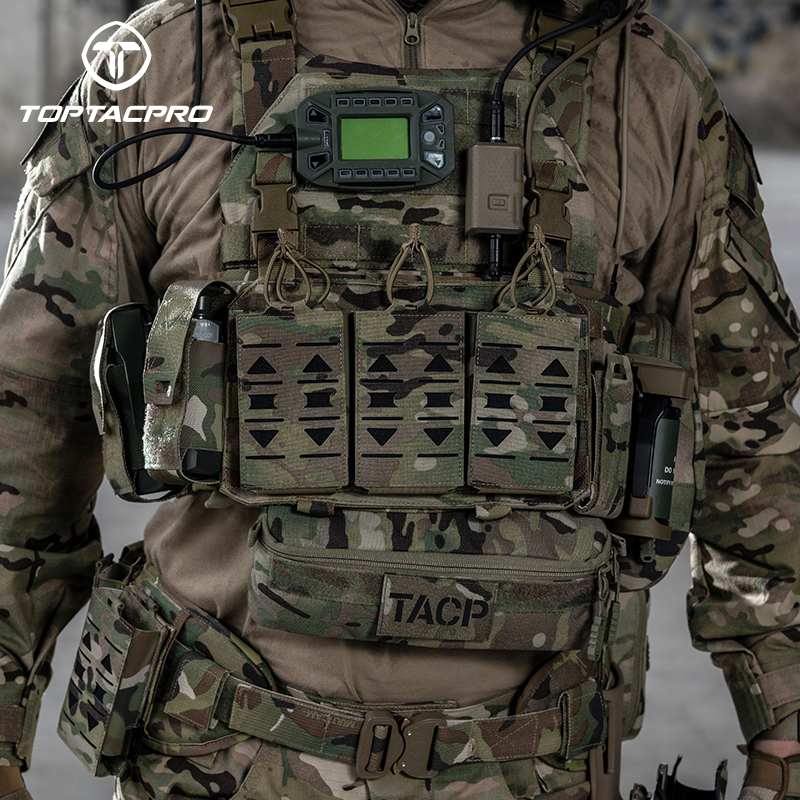 TOPTACPRO Tactical Mag Pouch MOLLE Triple Mag Carrier Laser Cut 5.56mm Airsoft 8515