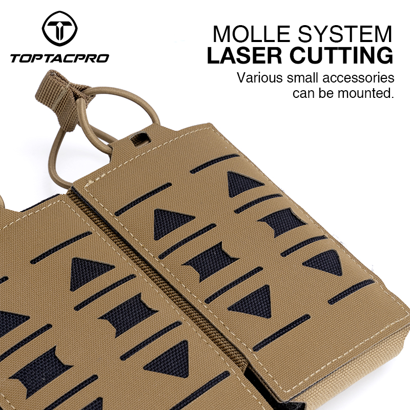 TOPTACPRO Tactical Mag Pouch MOLLE Triple Mag Carrier Laser Cut 5.56mm Airsoft 8515