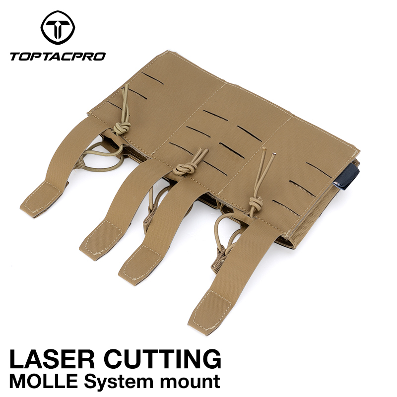 TOPTACPRO Tactical Mag Pouch MOLLE Triple Mag Carrier Laser Cut 5.56mm Airsoft 8515