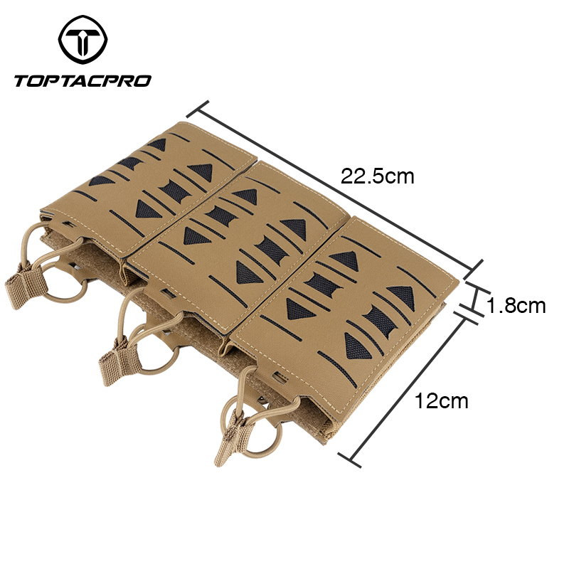 TOPTACPRO Tactical Mag Pouch MOLLE Triple Mag Carrier Laser Cut 5.56mm Airsoft 8515