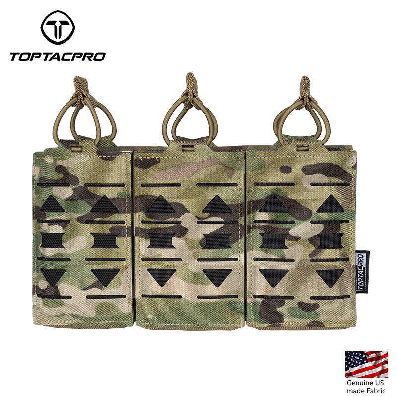 TOPTACPRO Tactical Mag Pouch MOLLE Triple Mag Carrier Laser Cut 5.56mm Airsoft 8515