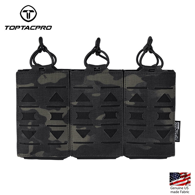 TOPTACPRO Tactical Mag Pouch MOLLE Triple Mag Carrier Laser Cut 5.56mm Airsoft 8515