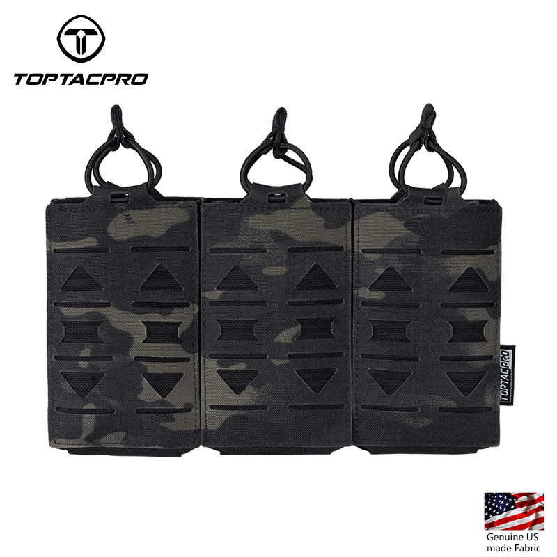 TOPTACPRO Tactical Mag Pouch MOLLE Triple Mag Carrier Laser Cut 5.56mm Airsoft 8515