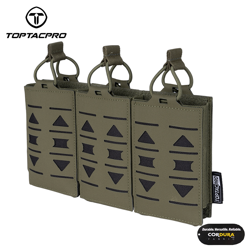TOPTACPRO Tactical Triple Mag Pouch  5.56mm MOLLE Mag Carrier Laser Cut Design 8515