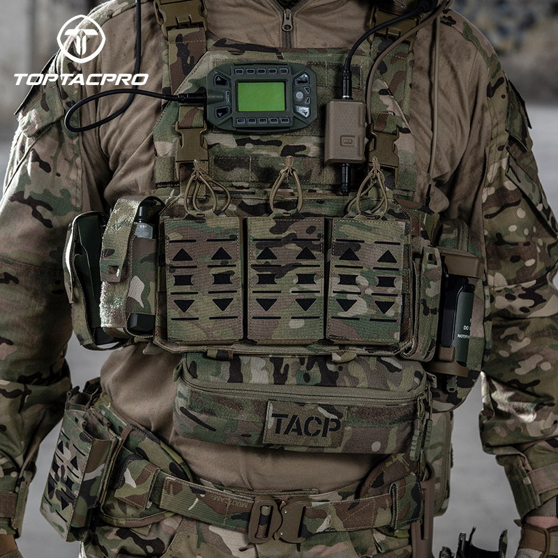 TOPTACPRO Tactical Mag Pouch MOLLE Triple Mag Carrier Laser Cut 5.56mm Airsoft 8515