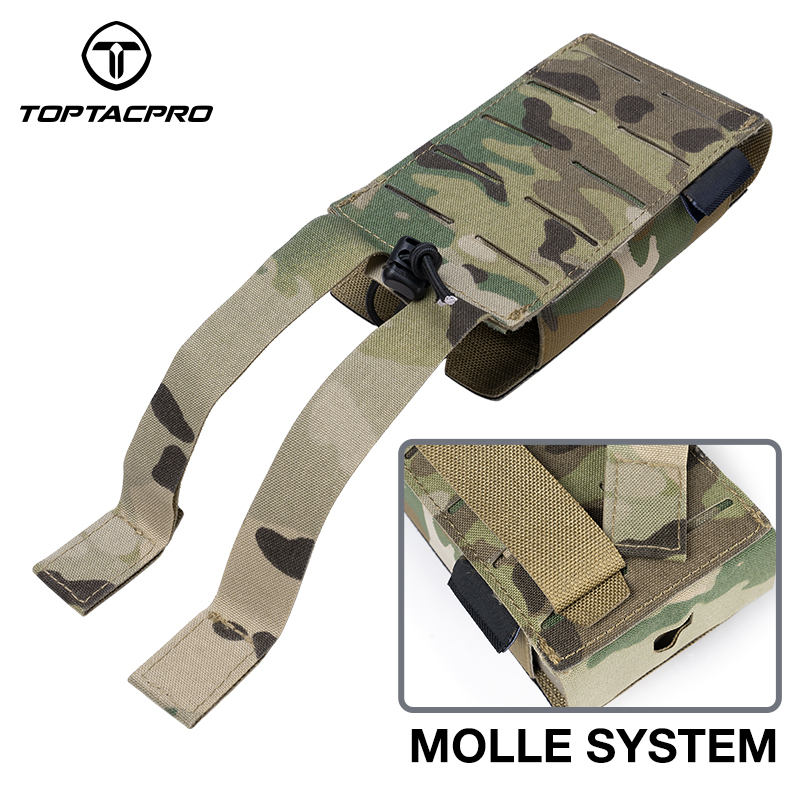 TOPTACPRO Tactical Radio Pouch Talkie Walkie  PRC148 152 MPU5  MOLLE Laser Cut 8517