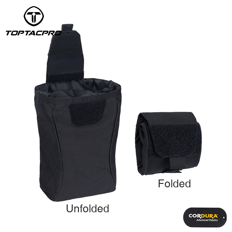 TOPTACPRO Tactical MOLLE Dump Pouch Drawstring Foldable Magazine Organizer Military Utility Pouch for Tactical Belt Mounted 500D Cordura Nylon 8520-IDOGEAR INDUSTRIAL