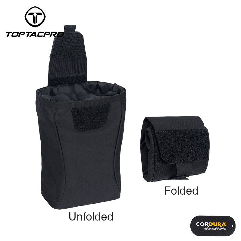 TOPTACPRO Tactical MOLLE Dump Pouch Drawstring Foldable Magazine Organizer Military Utility Pouch for Tactical Belt Mounted 500D Cordura Nylon 8520-IDOGEAR INDUSTRIAL