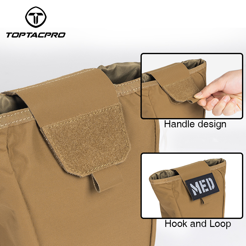 TOPTACPRO Tactical MOLLE Dump Pouch Drawstring Foldable Magazine Organizer Military Utility Pouch for Tactical Belt Mounted 500D Cordura Nylon 8520-IDOGEAR INDUSTRIAL