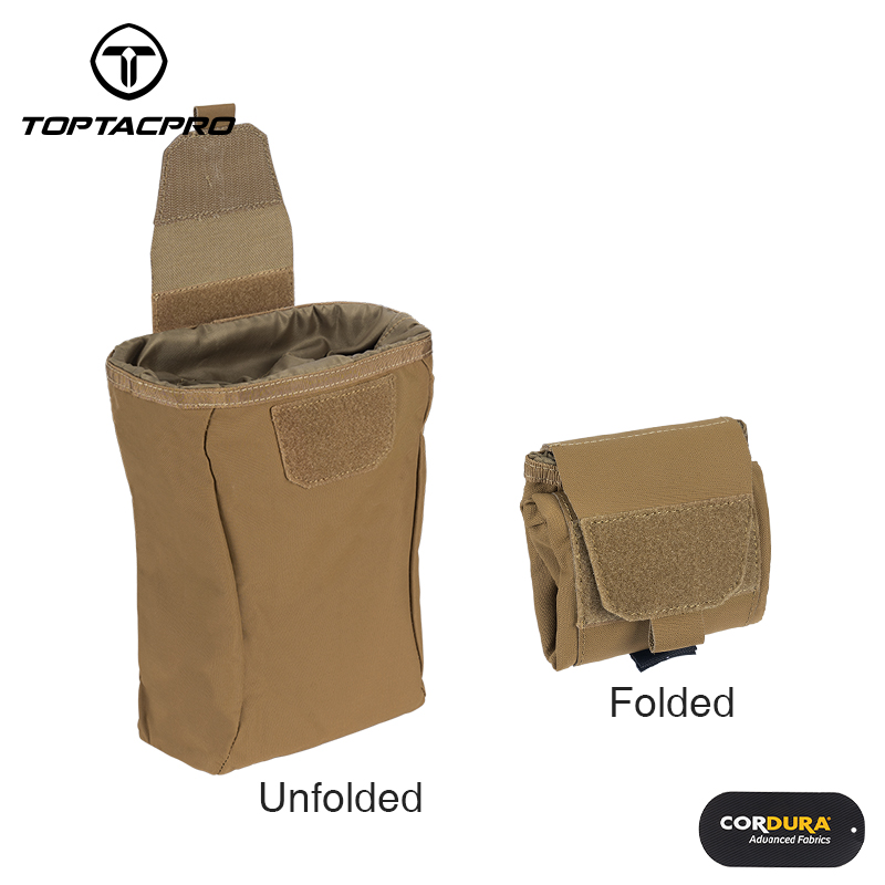 TOPTACPRO Tactical MOLLE Dump Pouch Drawstring Foldable Magazine Organizer Military Utility Pouch for Tactical Belt Mounted 500D Cordura Nylon 8520-IDOGEAR INDUSTRIAL