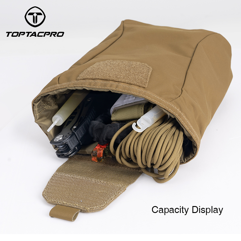 TOPTACPRO Tactical MOLLE Dump Pouch Drawstring Foldable Magazine Organizer Military Utility Pouch for Tactical Belt Mounted 500D Cordura Nylon 8520-IDOGEAR INDUSTRIAL