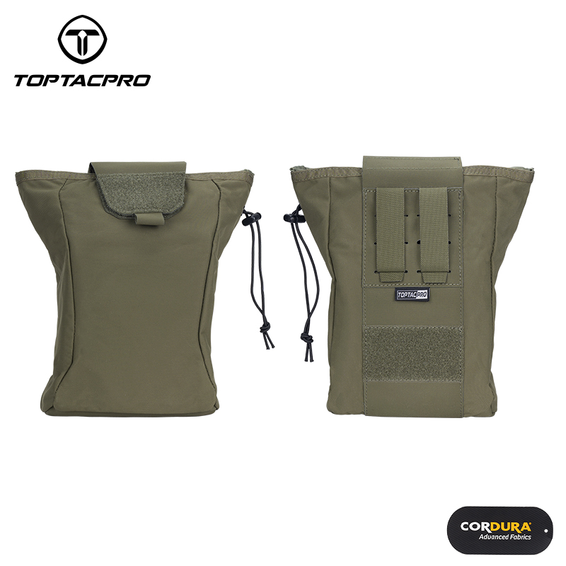 TOPTACPRO Tactical MOLLE Dump Pouch Drawstring Foldable Magazine Organizer Military Utility Pouch for Tactical Belt Mounted 500D Cordura Nylon 8520-IDOGEAR INDUSTRIAL