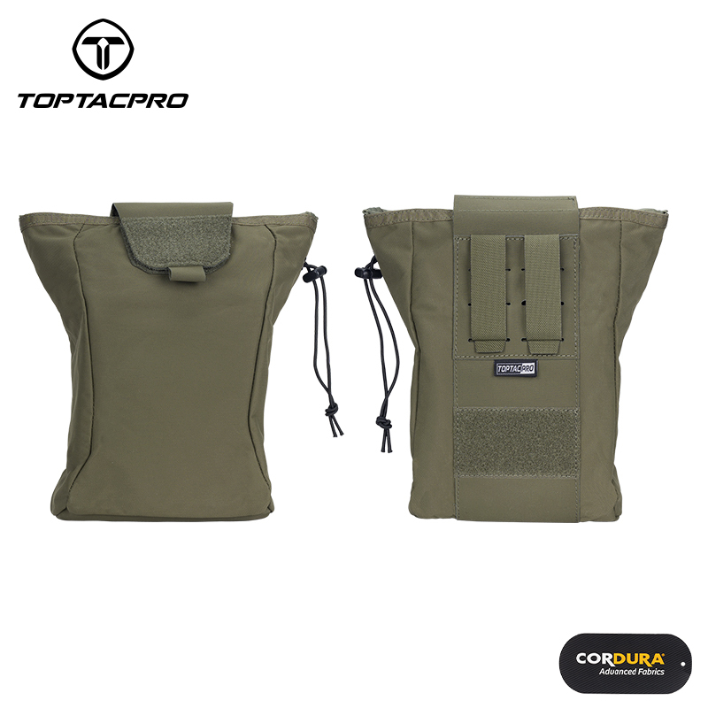 TOPTACPRO Tactical MOLLE Dump Pouch Drawstring Foldable Magazine Organizer Military Utility Pouch for Tactical Belt Mounted 500D Cordura Nylon 8520-IDOGEAR INDUSTRIAL