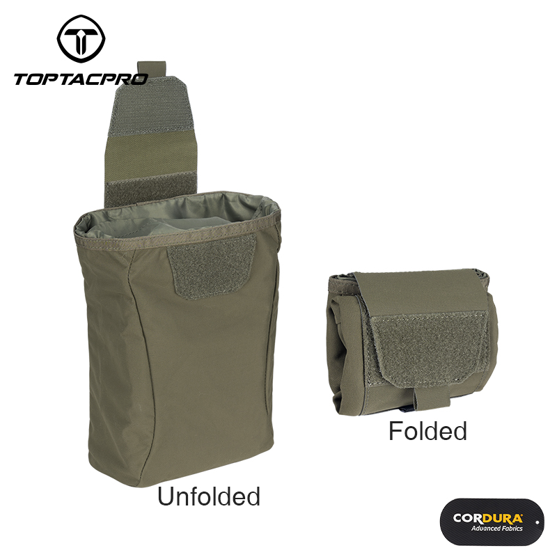 TOPTACPRO Tactical MOLLE Dump Pouch Drawstring Foldable Magazine Organizer Military Utility Pouch for Tactical Belt Mounted 500D Cordura Nylon 8520-IDOGEAR INDUSTRIAL
