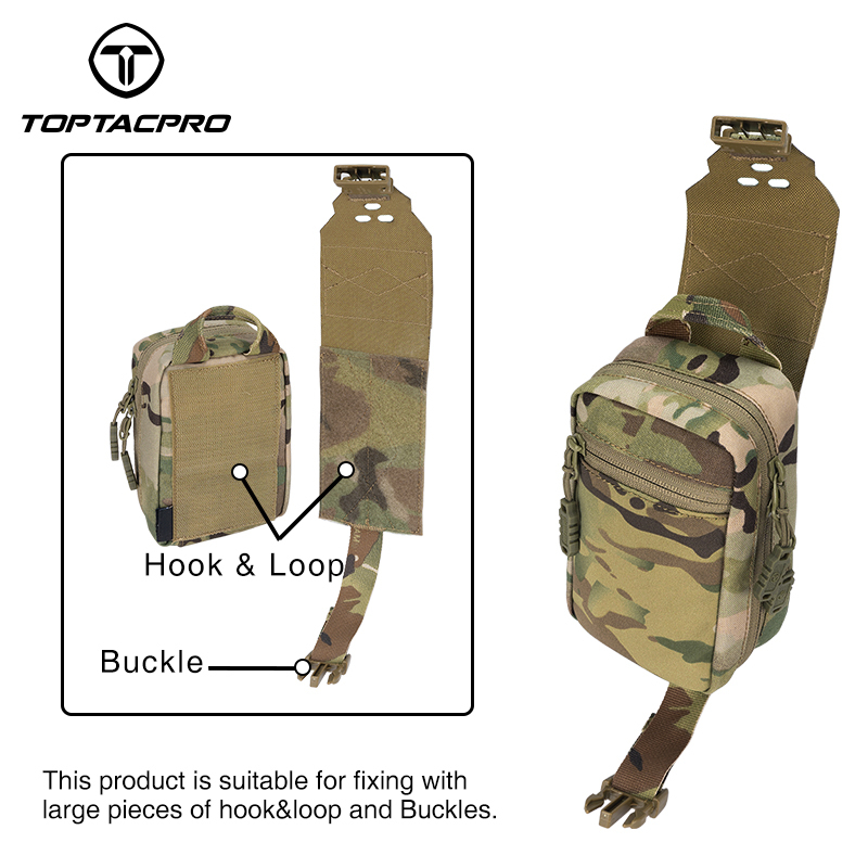 TOPTACPRO Removable Tactical Medical Pouch Rip-away MOLLE IFAK Pouch for Camping Traveling 8521