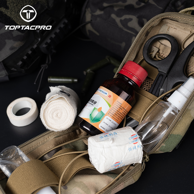 TOPTACPRO Removable Tactical Medical Pouch Rip-away MOLLE IFAK Pouch for Camping Traveling 8521
