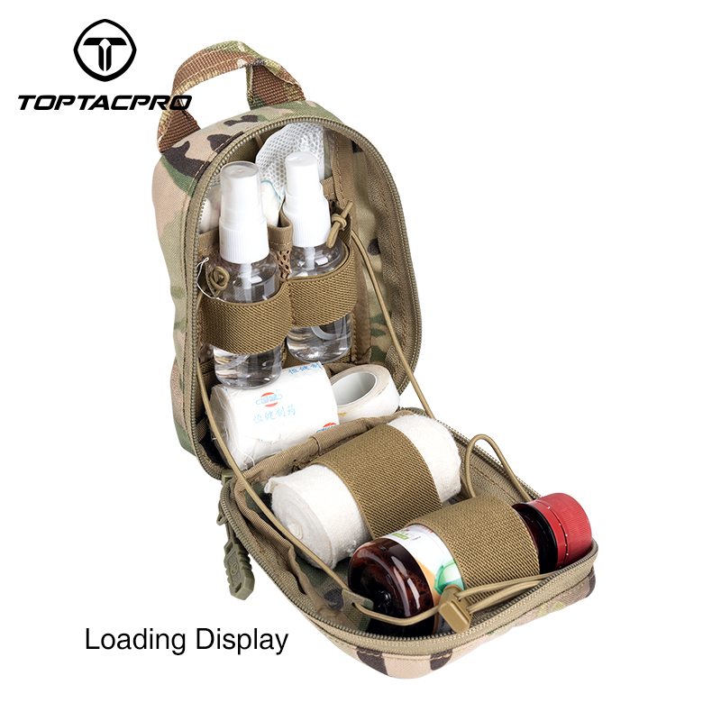 TOPTACPRO Removable Tactical Medical Pouch Rip-away MOLLE IFAK Pouch for Camping Traveling 8521