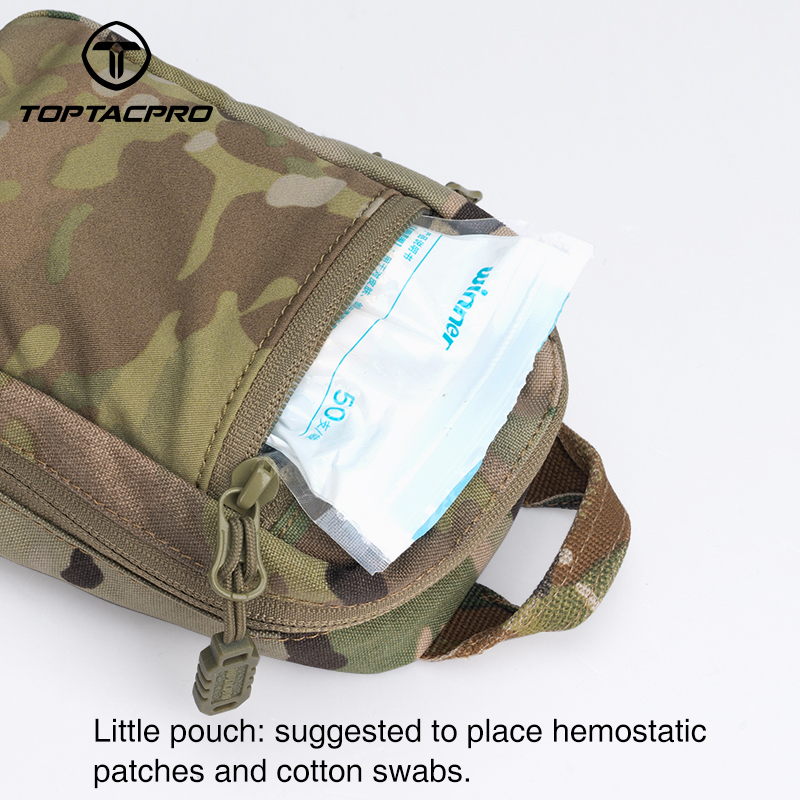 TOPTACPRO Removable Tactical Medical Pouch Rip-away MOLLE IFAK Pouch for Camping Traveling 8521