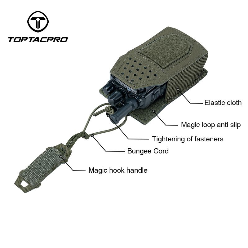 TOPTACPRO Tactical Radio Pouch Walkie Talkies Military Outdoor Lightweight Molle Pouch 8524