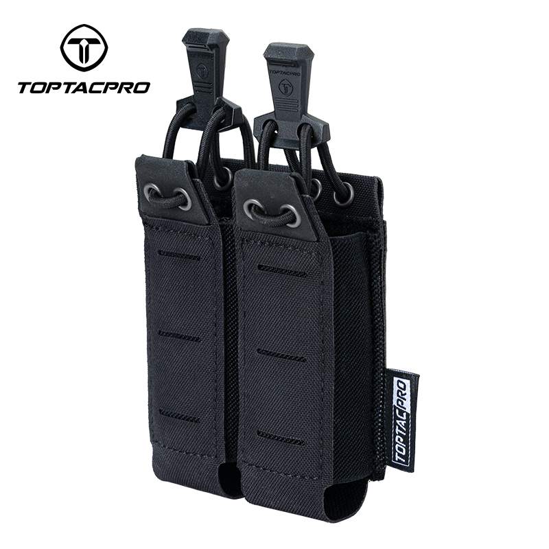 TOPTACPRO Tactical Double Mag Pouch for 9mm MOLLE Open Top Mag Pouch Quick Draw Lightweight Mag Holder 8526
