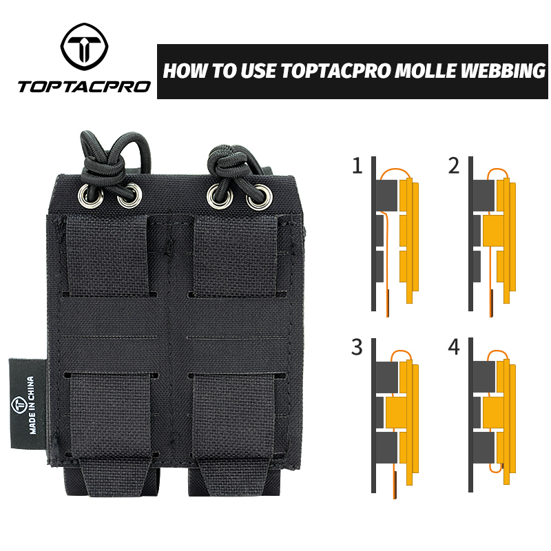 TOPTACPRO Tactical Double Mag Pouch for 9mm MOLLE 8526