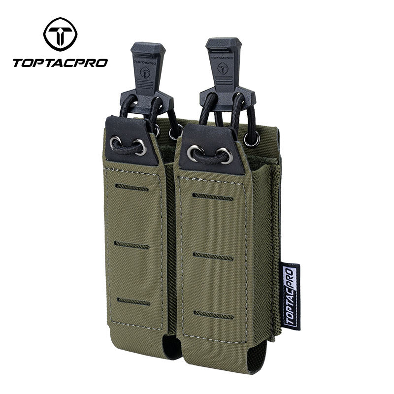 TOPTACPRO Tactical Double Mag Pouch for 9mm MOLLE Open Top Mag Pouch Quick Draw Lightweight Mag Holder 8526