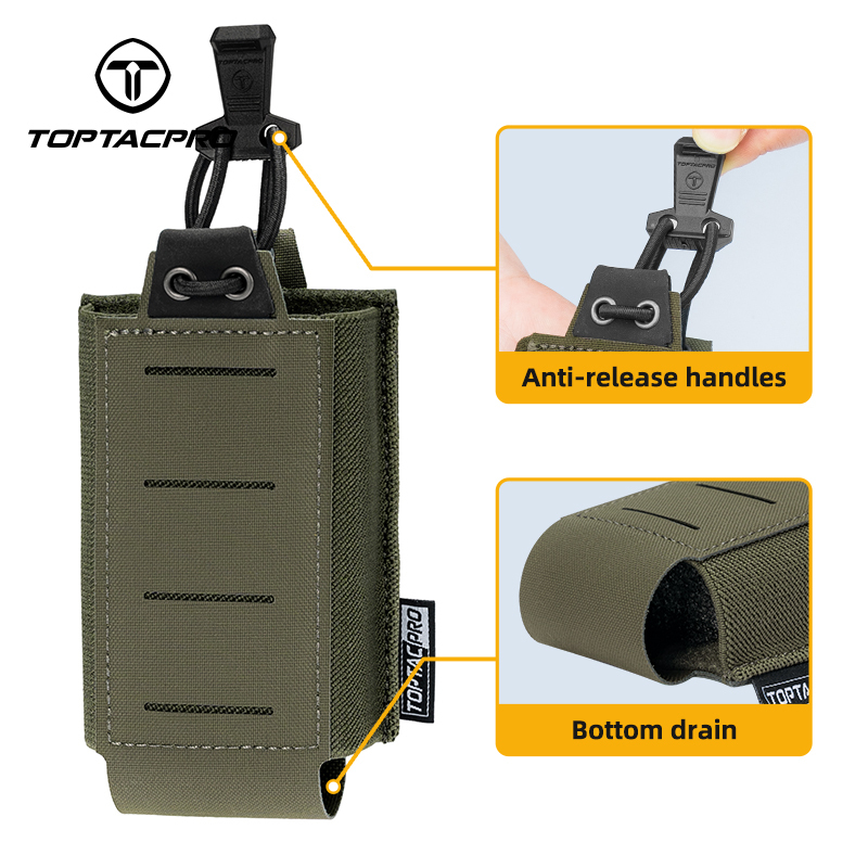 TOPTACPRO Tactical Single Mag Pouch for 556 MOLLE Quick Draw Lightweight Mag Holder 8527