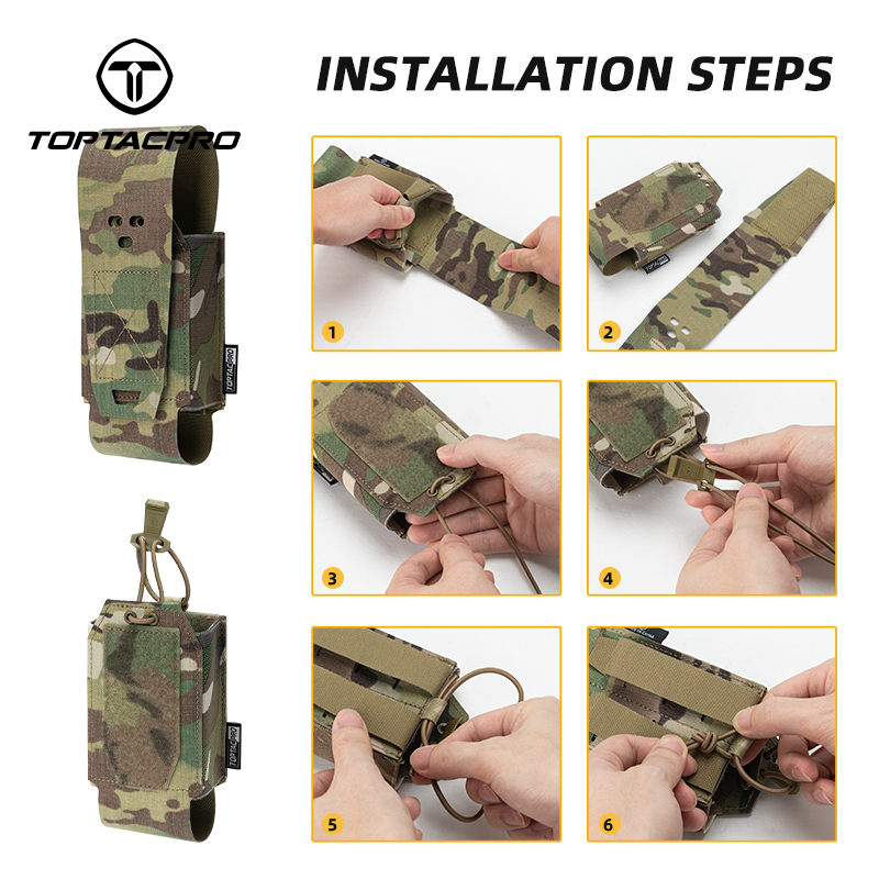TOPTACPRO Outdoor Double Storage Pouch MOLLE Removable 8530