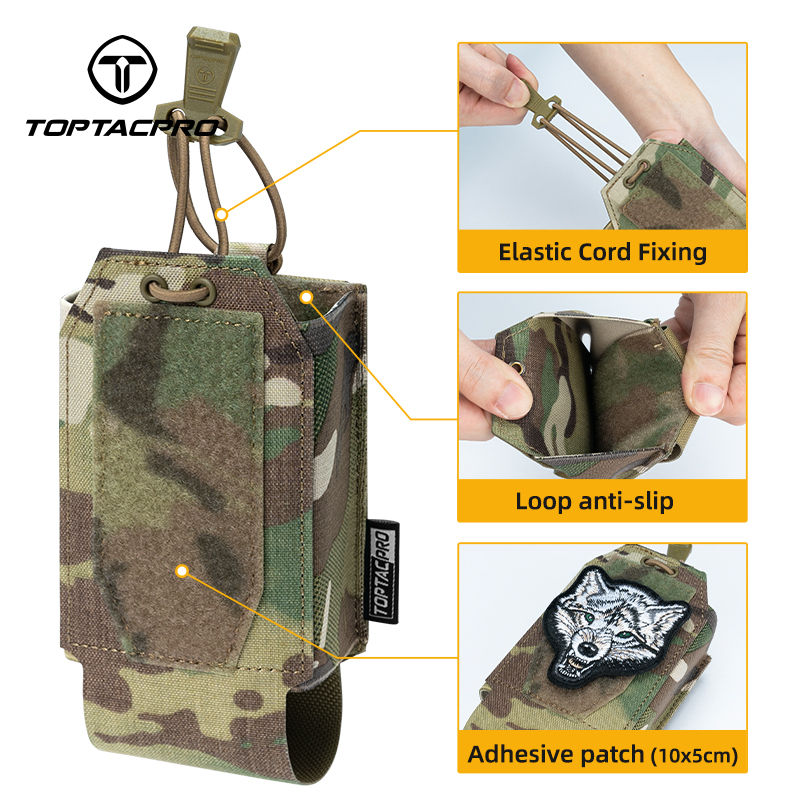 TOPTACPRO Outdoor Double Storage Pouch MOLLE Removable 8530