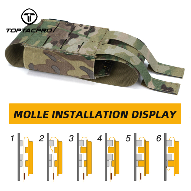 TOPTACPRO Outdoor Double Storage Pouch MOLLE Removable 8530