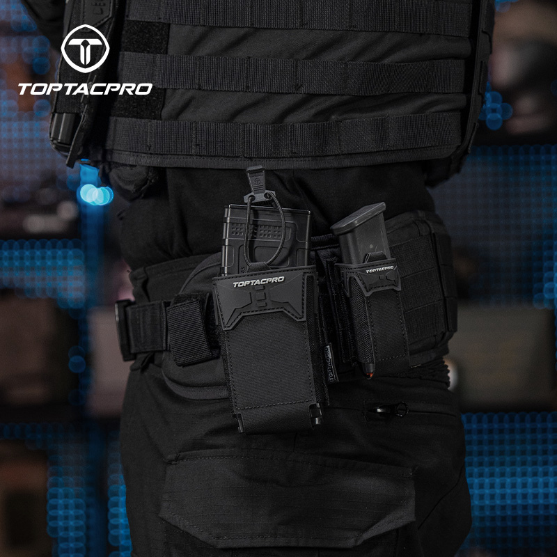 TOPTACPRO Tactical Single Mag Pouch 9mm Holder Cordura LSR MOLLE Strap 8536