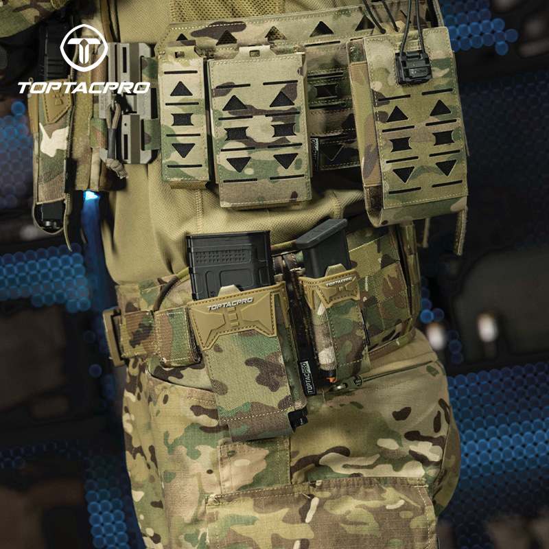 TOPTACPRO Tactical Single Mag Pouch 9mm Holder Cordura LSR MOLLE Strap 8536