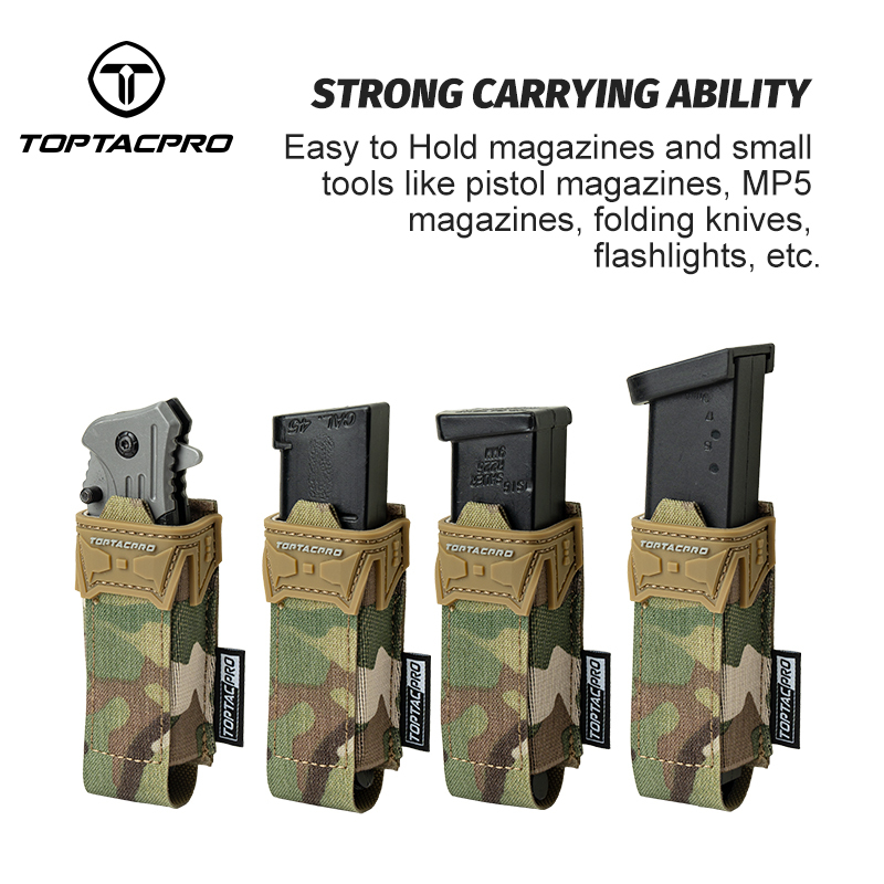 TOPTACPRO Tactical Single Mag Pouch 9mm Holder Cordura LSR MOLLE Strap 8536