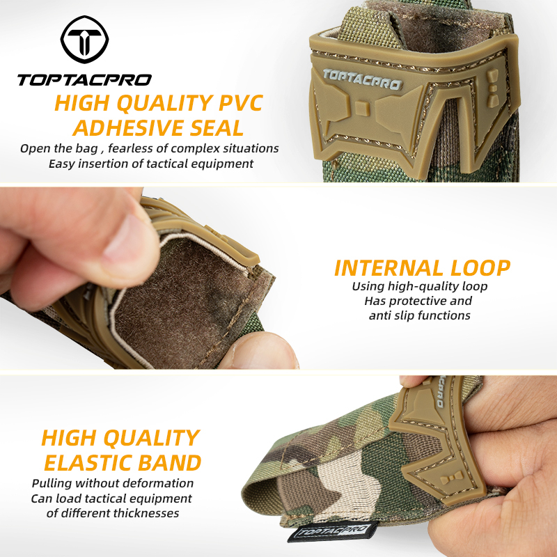 TOPTACPRO Tactical Single Mag Pouch 9mm Holder Cordura LSR MOLLE Strap 8536
