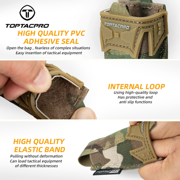 TOPTACPRO Tactical Single Mag Pouch 9mm Holder Cordura LSR MOLLE Strap 8536