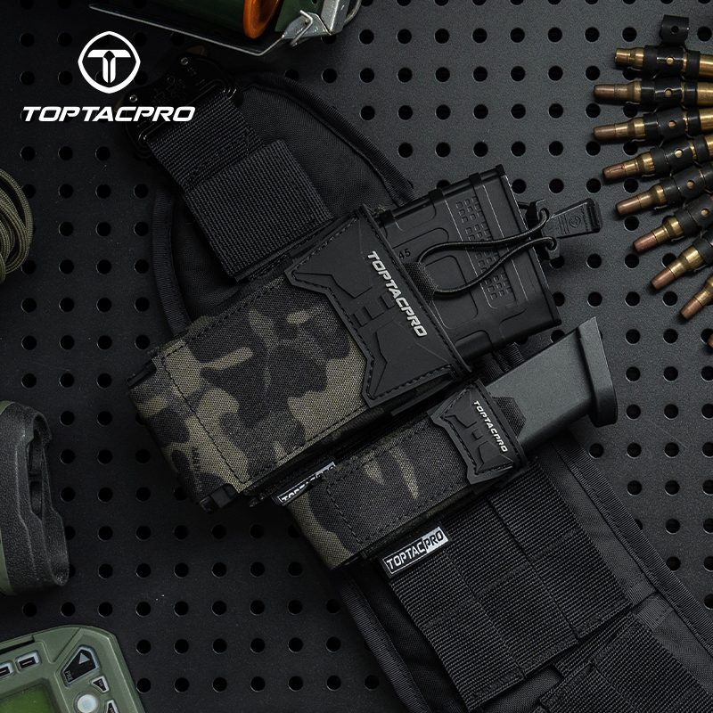 TOPTACPRO Tactical Single Mag Pouch 9mm Holder Cordura LSR MOLLE Strap 8536