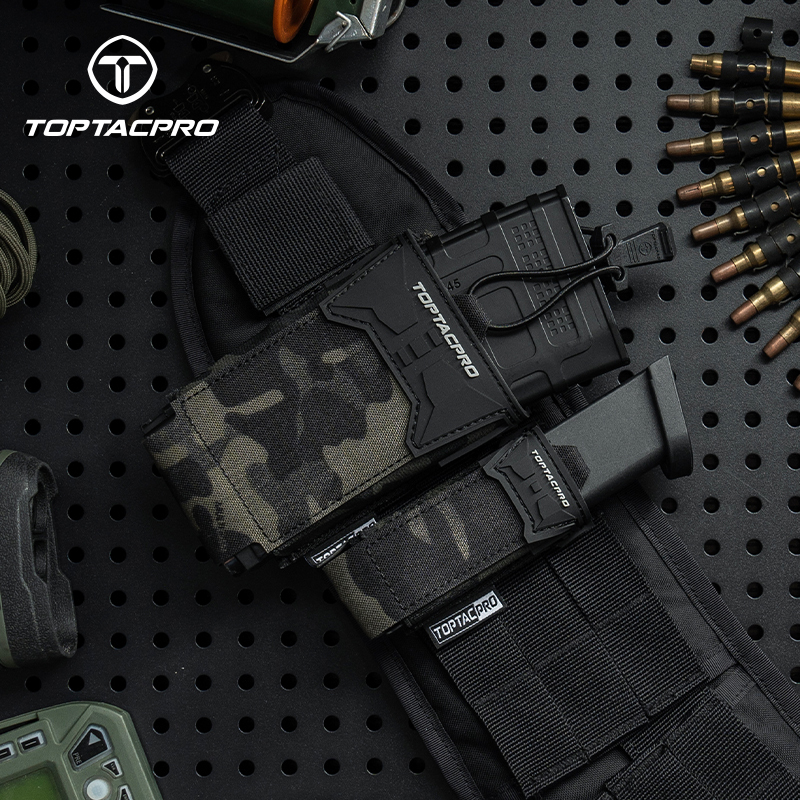 TOPTACPRO Tactical Single Mag Pouch 9mm Holder Cordura LSR MOLLE Strap 8536