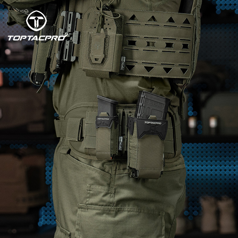 TOPTACPRO Tactical Single Mag Pouch 9mm Holder Cordura LSR MOLLE Strap 8536