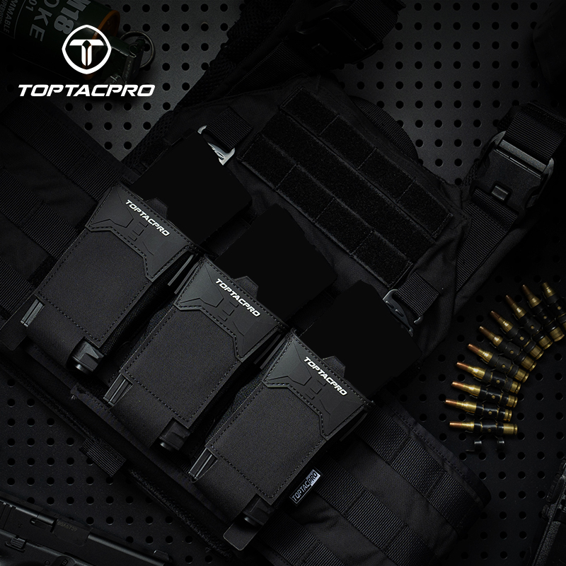 TOPTACPRO Tactical Pouch Triple 556 Mag Holder PVC Adhesive Seal Metal G-Buckle 8538