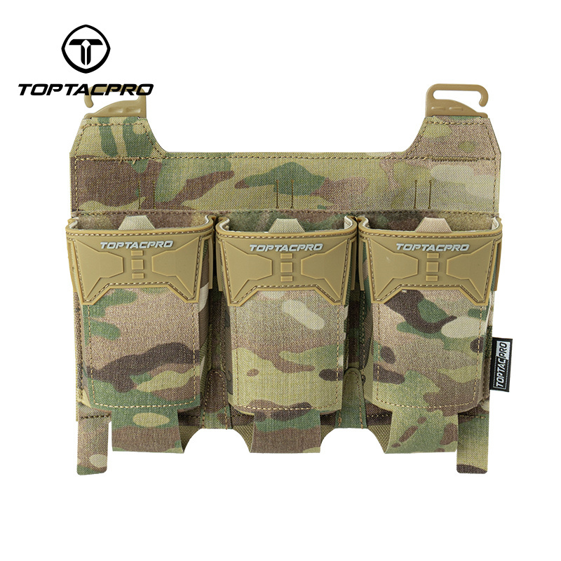 TOPTACPRO Tactical Pouch Triple 556 Mag Holder PVC Adhesive Seal Metal G-Buckle 8538