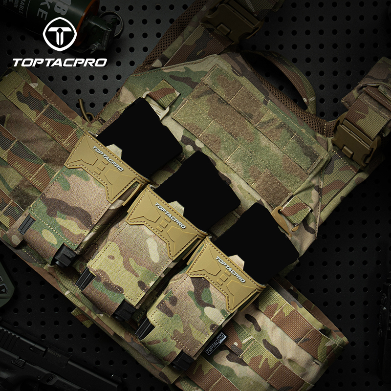 TOPTACPRO Tactical Pouch Triple 556 Mag Holder PVC Adhesive Seal Metal G-Buckle 8538
