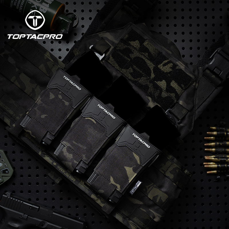 TOPTACPRO Tactical Pouch Triple 556 Mag Holder PVC Adhesive Seal Metal G-Buckle 8538