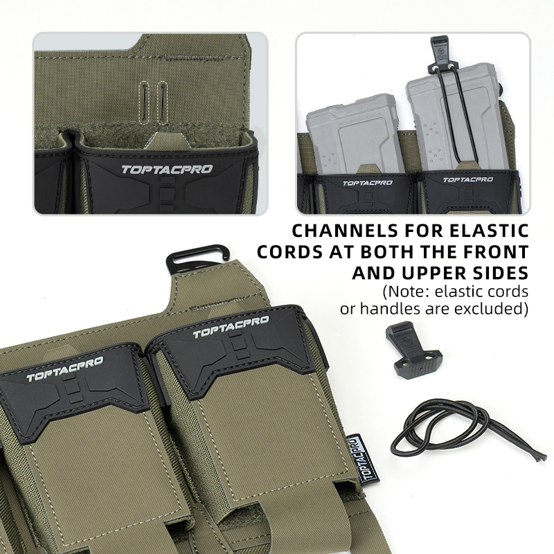 TOPTACPRO Tactical Pouch Triple 556 Mag Holder PVC Adhesive Seal Metal G-Buckle 8538