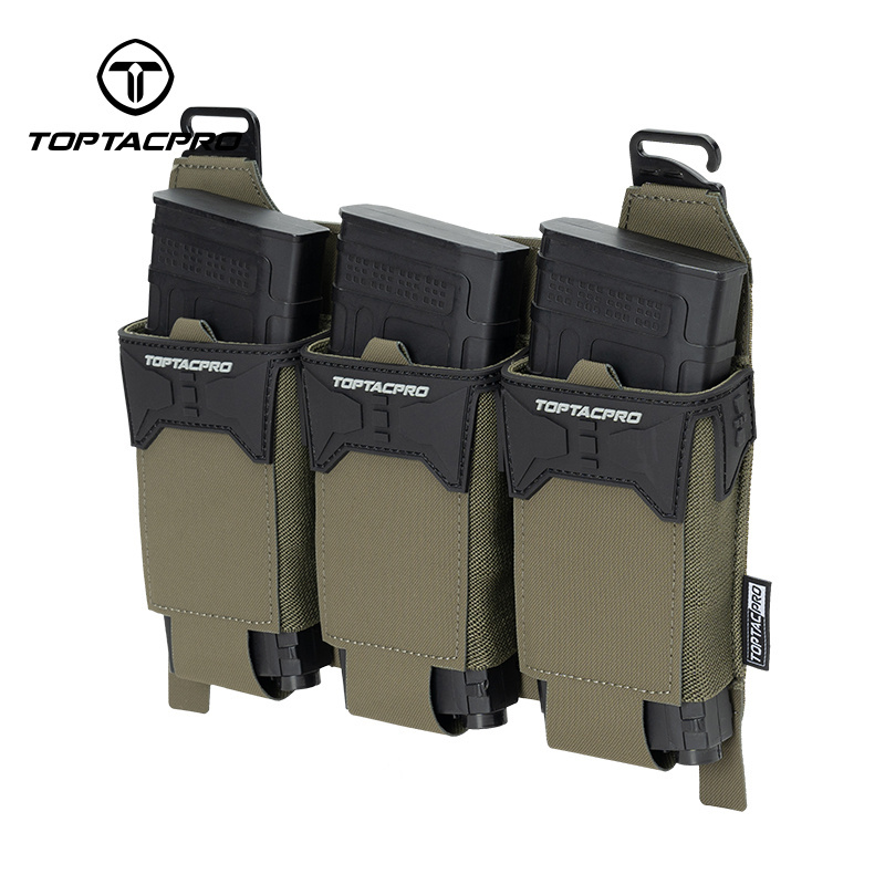 TOPTACPRO Tactical Pouch Triple 556 Mag Holder PVC Adhesive Seal Metal G-Buckle 8538