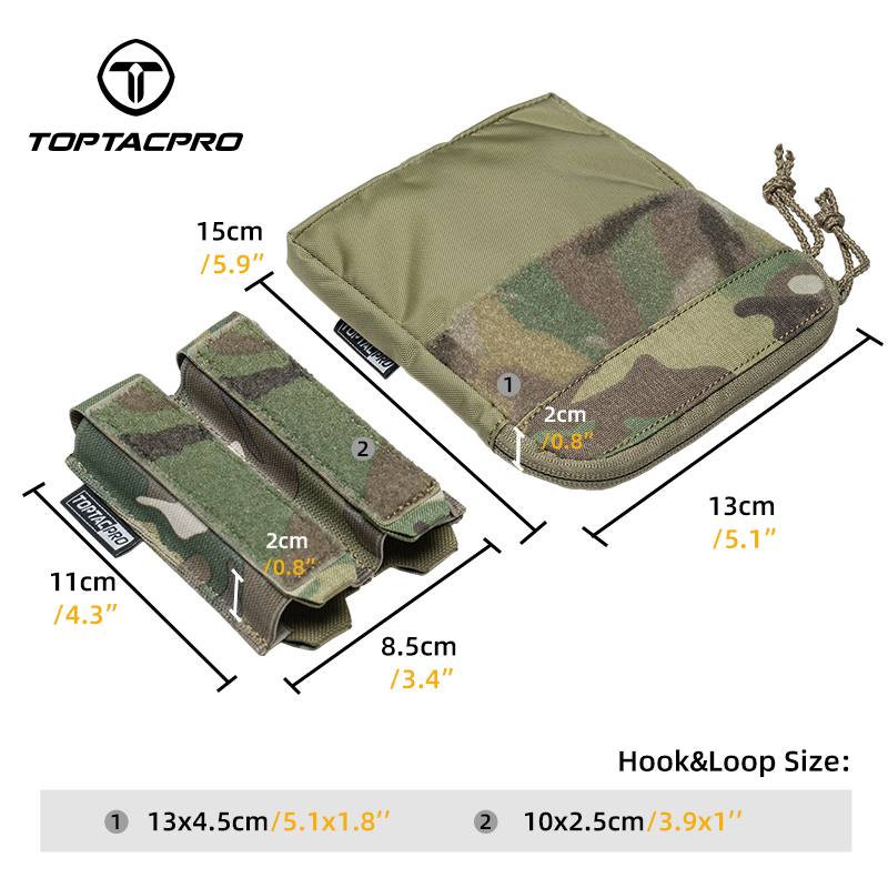 TOPTACPRO Tactical Kangaroo Set FERRO Style Double 9mm Mag Pouch Half Insert Pouch Cordura Tactical DOPE Set 8540