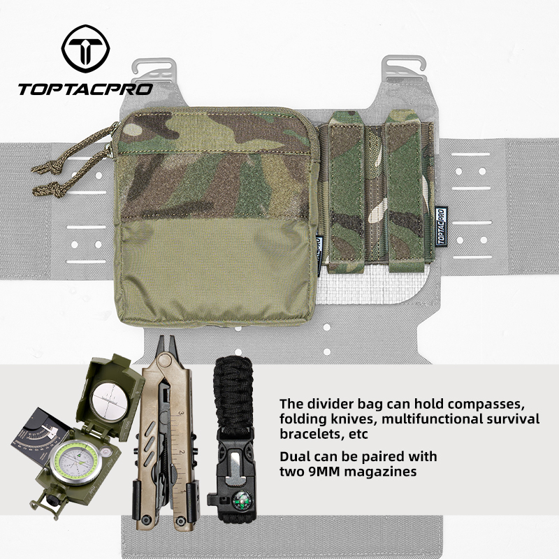 TOPTACPRO Tactical Kangaroo Set FERRO Style Double 9mm Mag Pouch Half Insert Pouch Cordura Tactical DOPE Set 8540