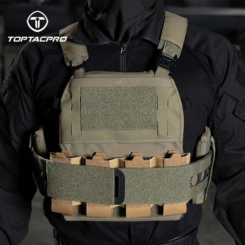 TOPTACPRO Tactical Quad 556 Mag Pouch Compartment Elastic Lightweight 8541