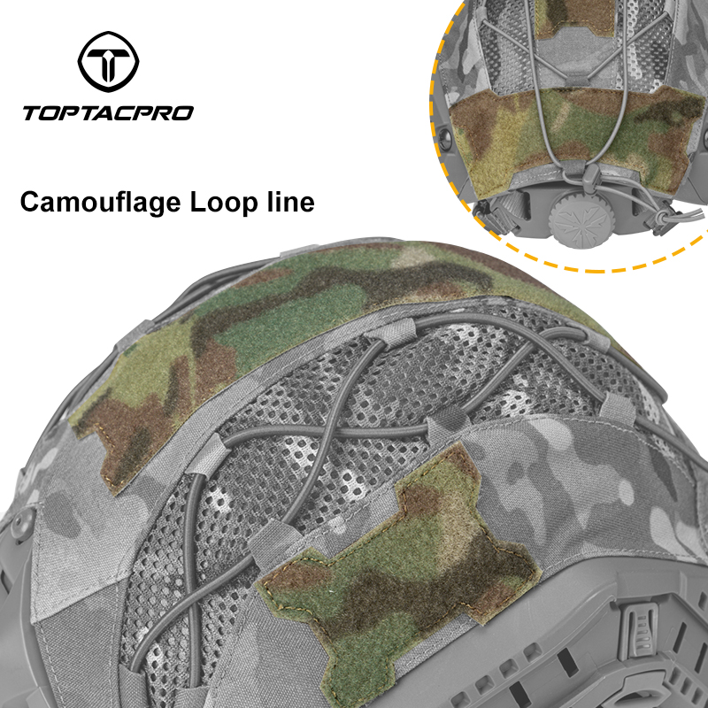 TOPTACPRO Tactical Helmet Camouflage Cover For Fast Helmet In Size S/M, Paintball Shooting Gear - Cordura 500D Nylon -Without Helmet 8801
