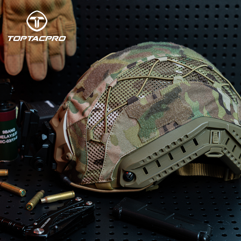 TOPTACPRO Tactical Helmet Camouflage Cover For Fast Helmet In Size S/M, Paintball Shooting Gear - Cordura 500D Nylon -Without Helmet 8801